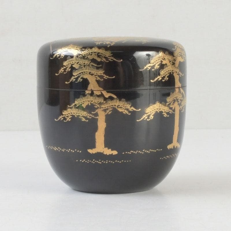 茶道具 漆匠 遠山哲山造 住吉蒔絵 利休棗 共箱 V 9716