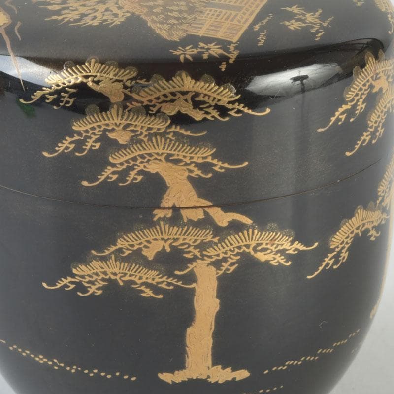 茶道具 漆匠 遠山哲山造 住吉蒔絵 利休棗 共箱 V 9716