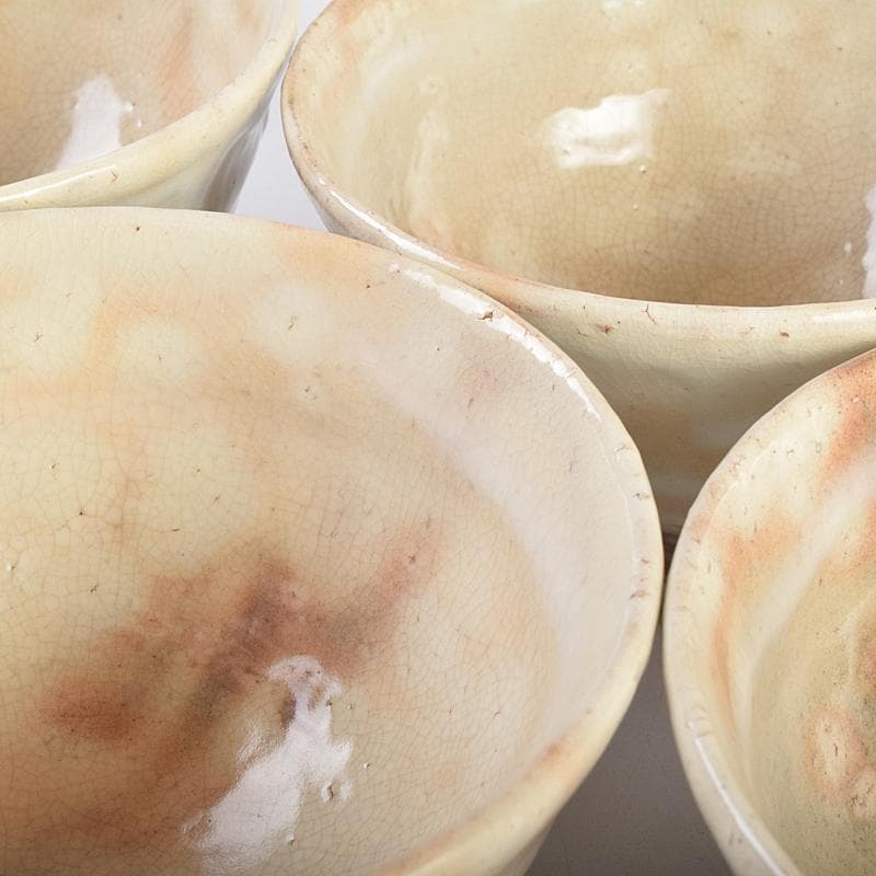 茶道具 萩焼 栖雲窯 都野栖雲作 数茶碗 五客 共箱 M