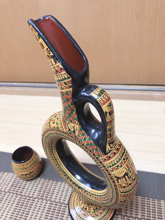 トルコ【カッパドキア】陶器デキャンタとワイングラスセット