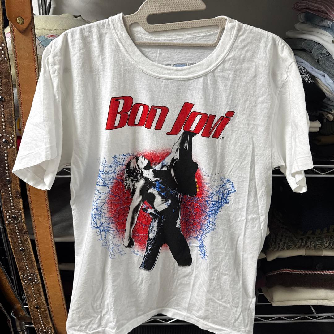 bon jovi Tシャツ 1987年 日本公演　80s Bon Jovi Slippery When Wet Retro Concert Tour 1987 Men's T-Shirt
