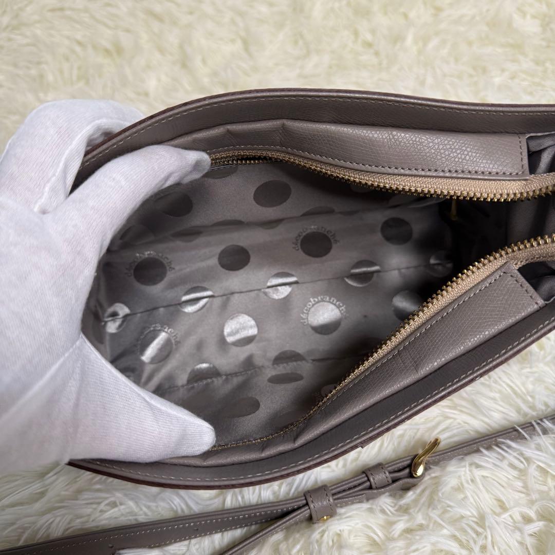 美品❕decobranche 花柄ショルダーバッグ グレー レザー