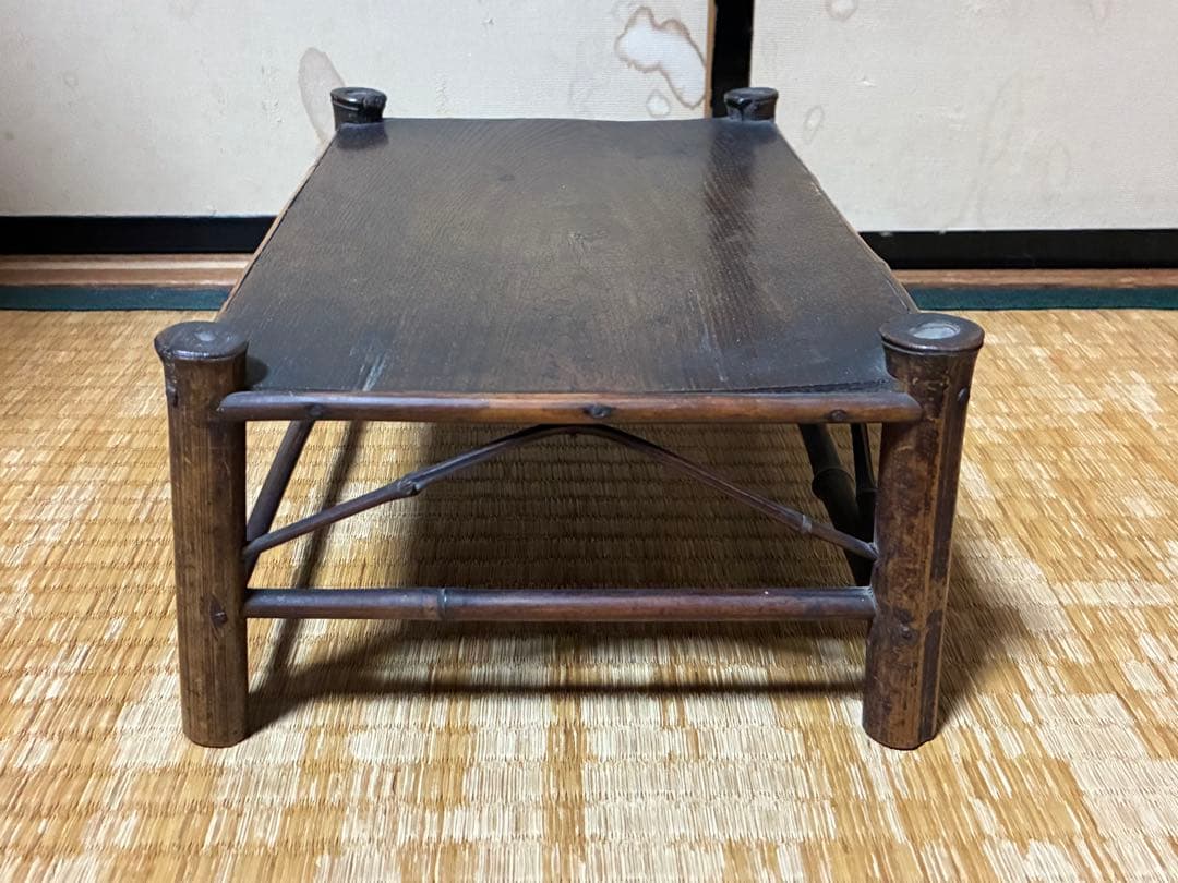 古竹 細工 四足 花台 架台 時代物 天然木 花台 飾台 横約2