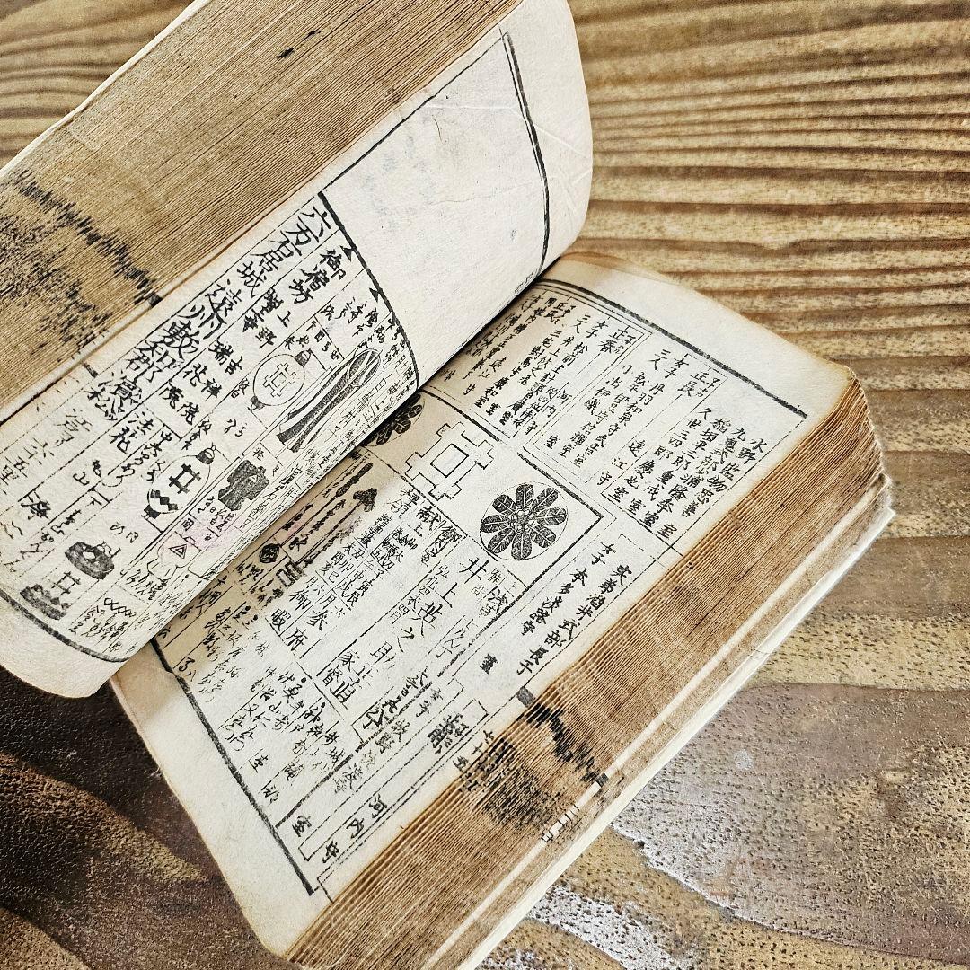 xo9467 古い和本 嘉永武鑑 二 御役人 槍印 旗本 家紋ほか 古文書 史料