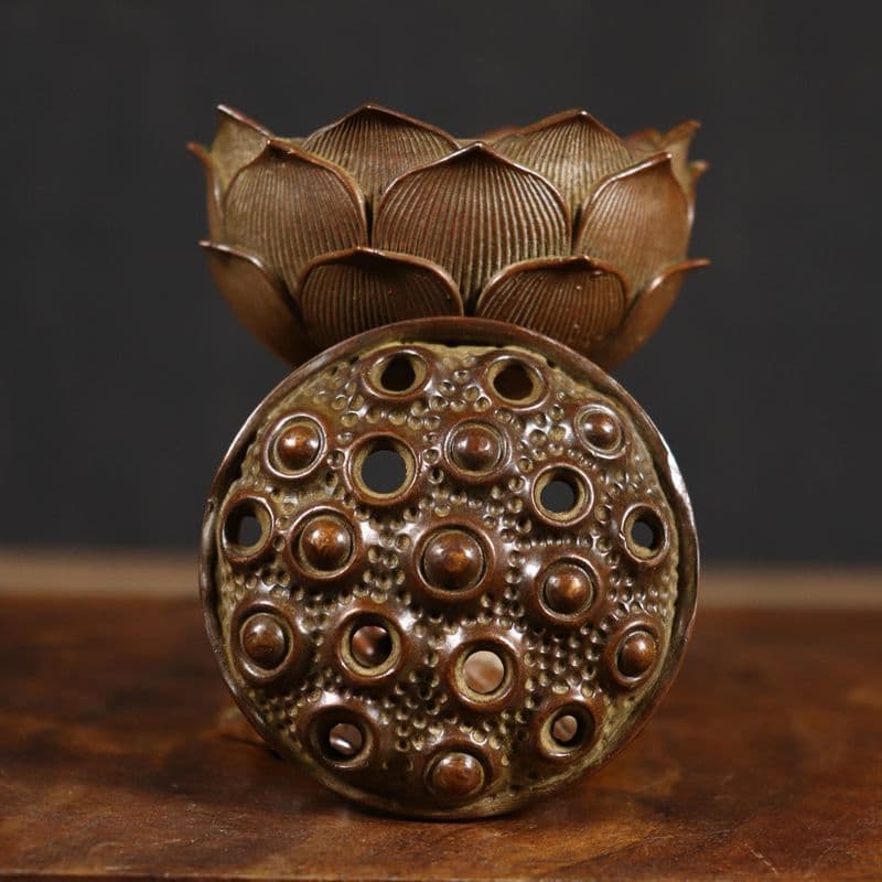 銅製 蘇工蓮華薫香炉 銅香炉 檀香炉 茶台香道具 装飾品