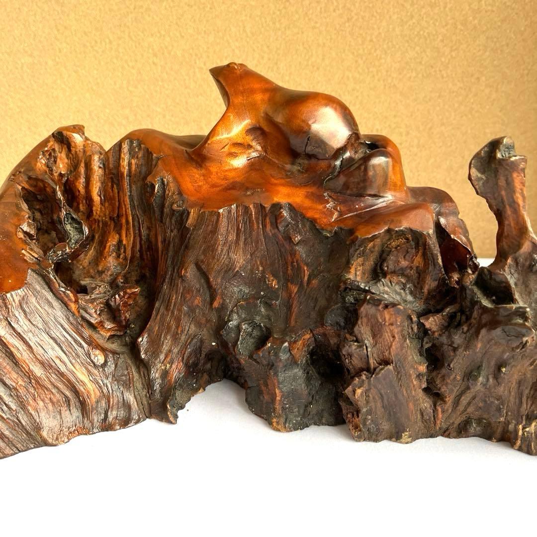 天然木 カエルの彫刻 流木 インテリア装飾 彫刻 美術品 骨董 幅60㎝ カエル