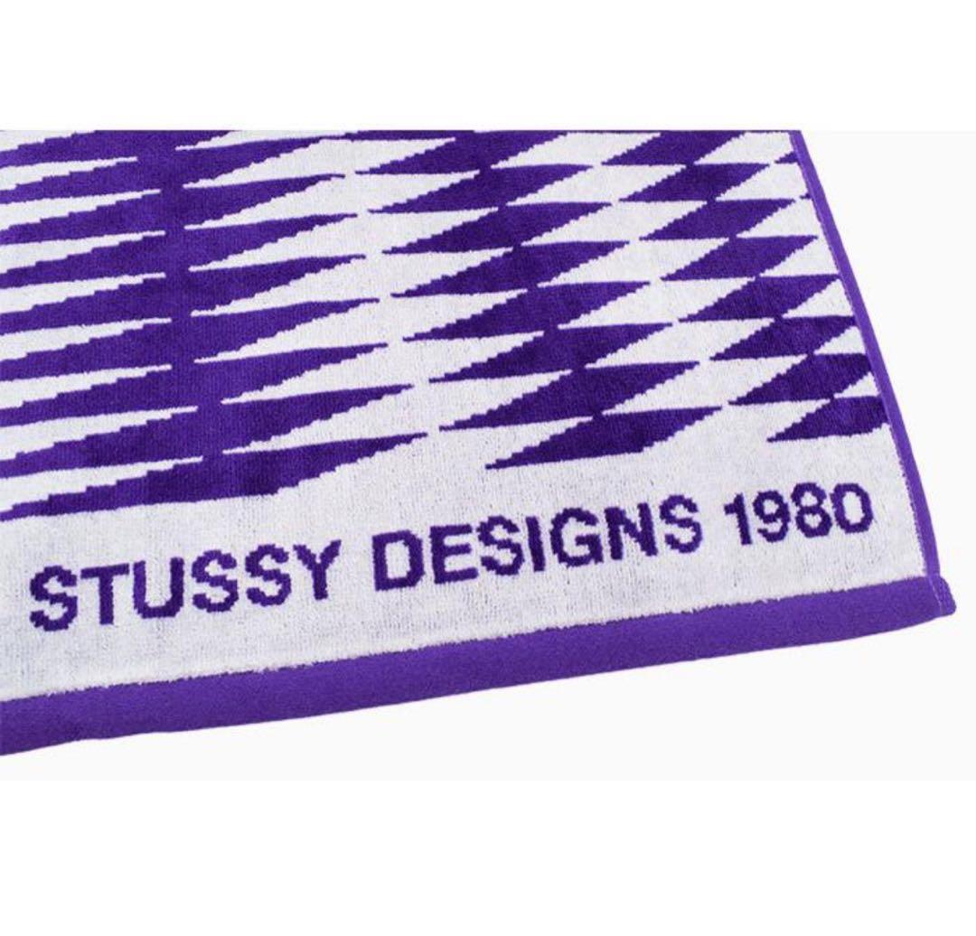 STUSSY バスタオル 幾何学模様 紫 ビーチタオル 海 タオル