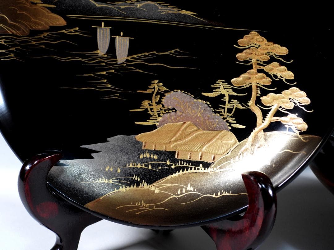 輪島　山水風景金蒔絵　木製　蓋付大椀　お煮物椀　吸物椀　10客