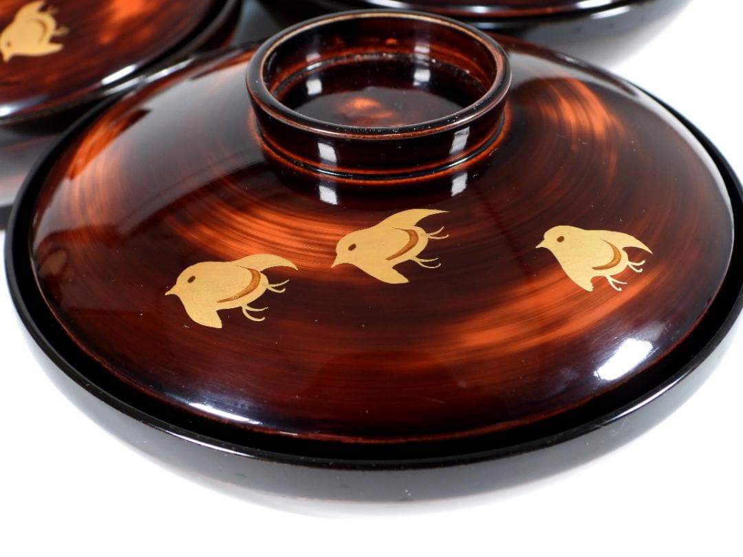 輪島　山水風景金蒔絵　木製　蓋付大椀　お煮物椀　吸物椀　10客