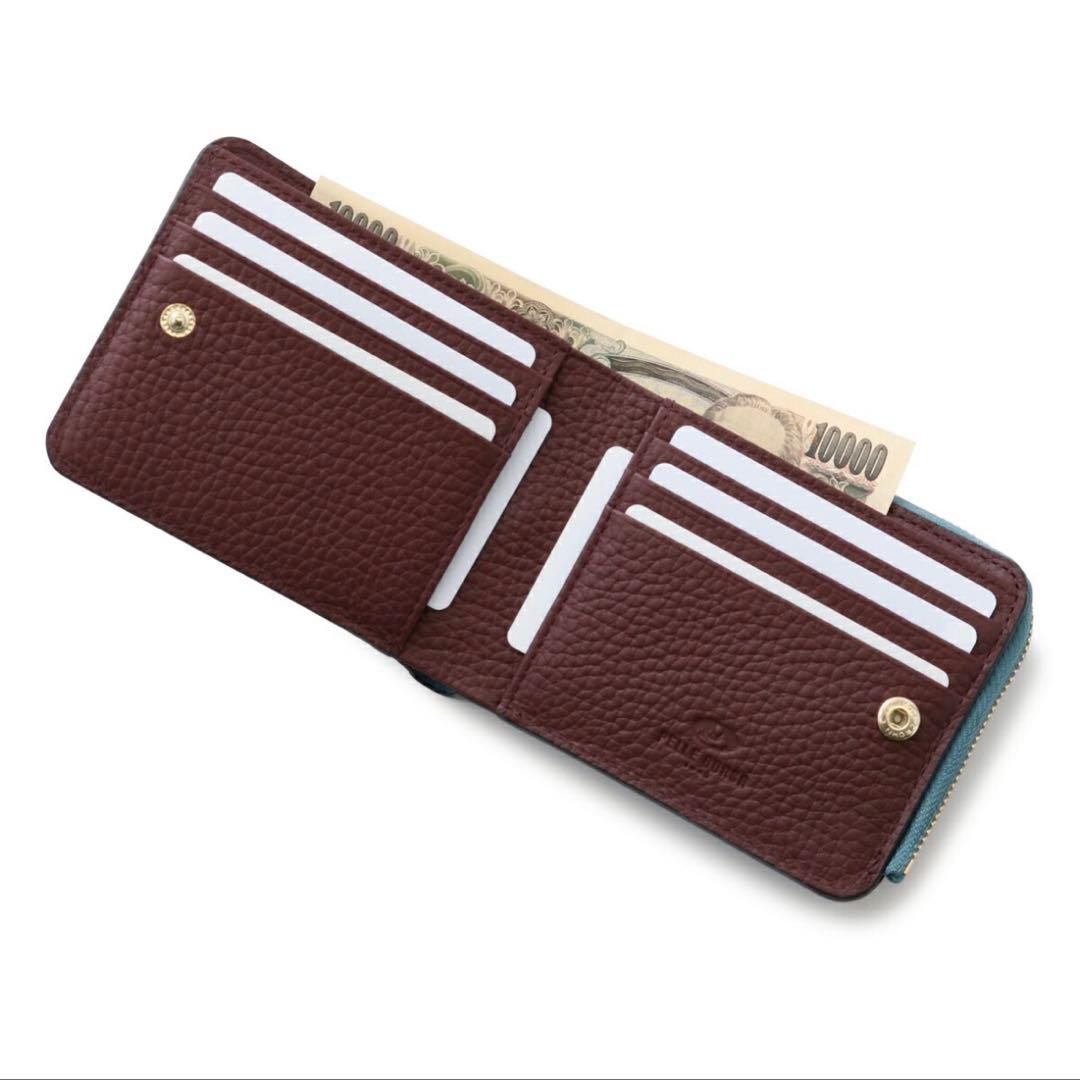 【新品】PELLE BORSA ペレボルサ レネット 二つ折り財布 ブルーグレー