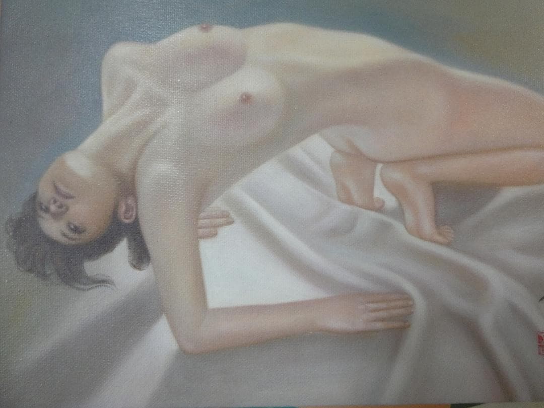 絵画　 油彩　高塚省吾「人物」 サイン　F8サイズ　額装済み 肉筆手描き