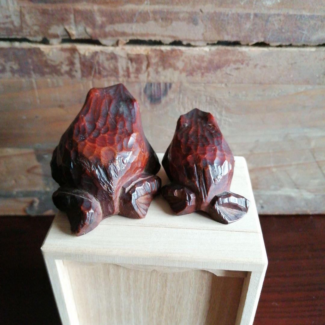 光玉 木彫蛙 2個