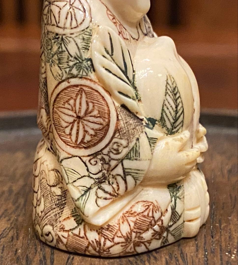 根付 唐子と桃 吉祥彫刻 細密細工 ・ヴィンテージ レア ・中国 台湾