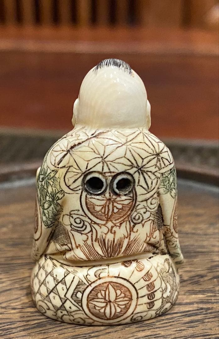 根付 唐子と桃 吉祥彫刻 細密細工 ・ヴィンテージ レア ・中国 台湾