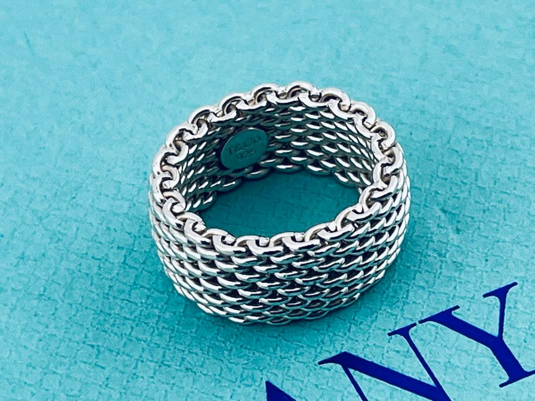 c921 オールド　ティファニー　サマセット　メッシュ　リング　925 約9号