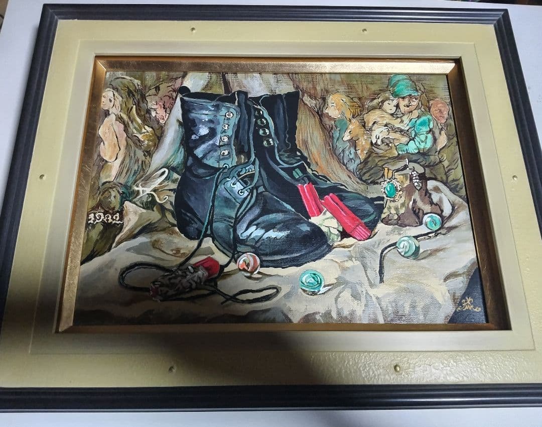 牧野邦夫、絵画、油彩４号、私の靴、肉筆、新品額縁、鴨居令、宮永岳彦、佐伯祐三。