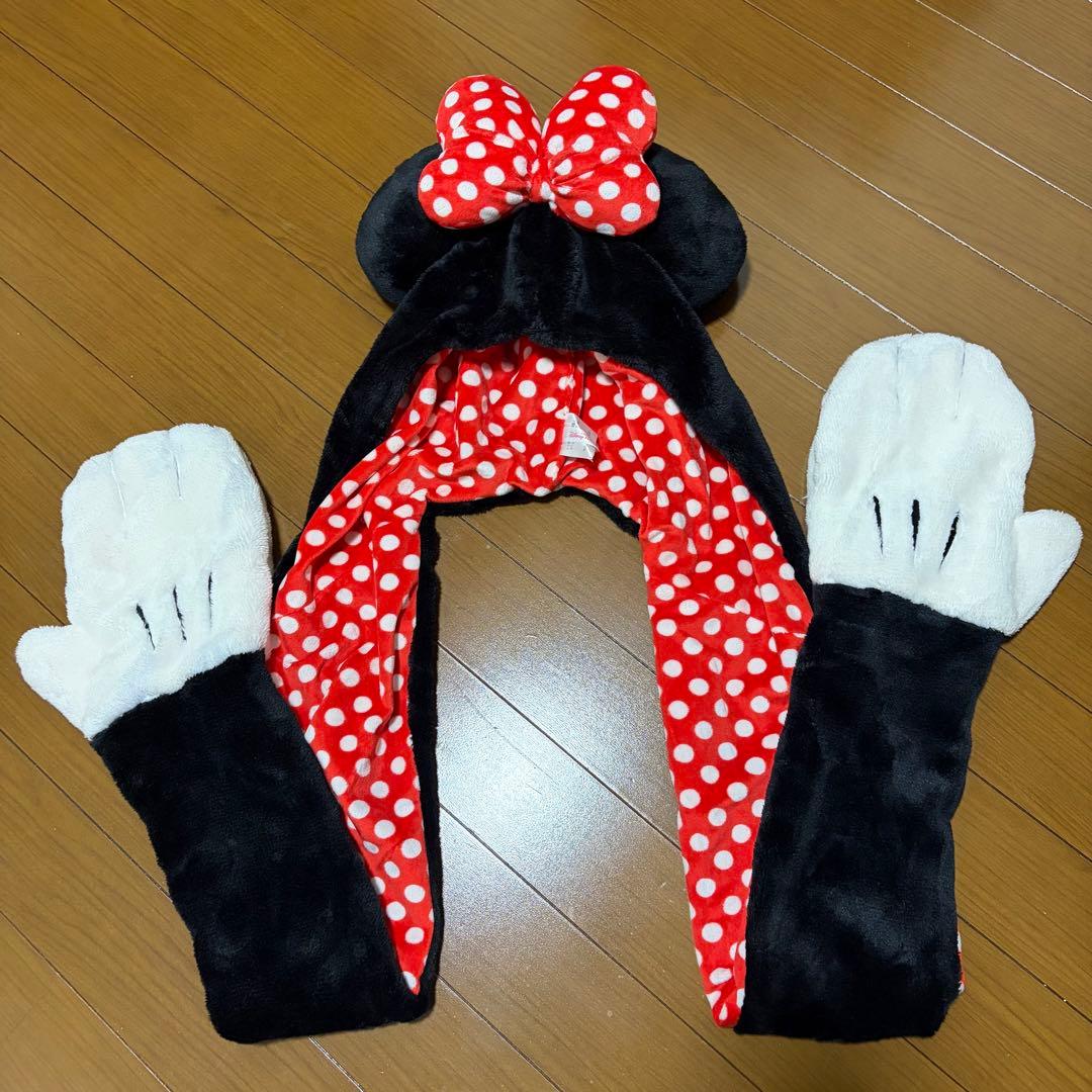 ミニーマフラー手袋付きフード