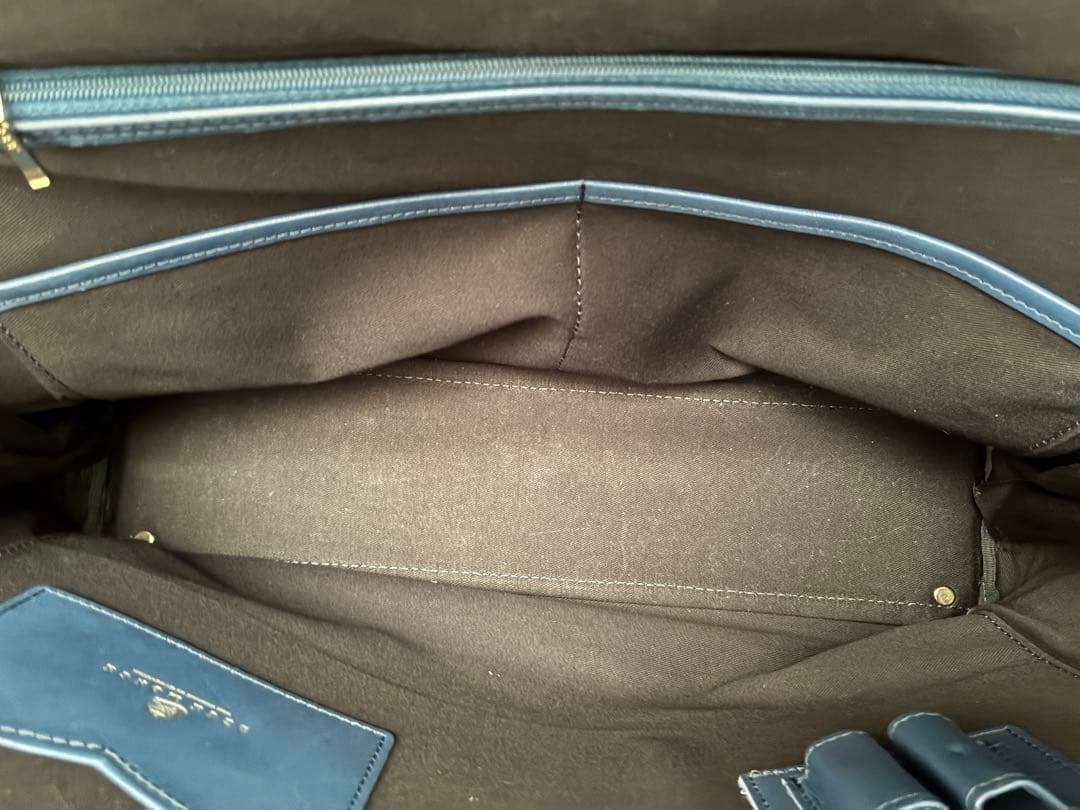 美品　DEUX MONCX ビジネスバッグ 2way レザー ブルー