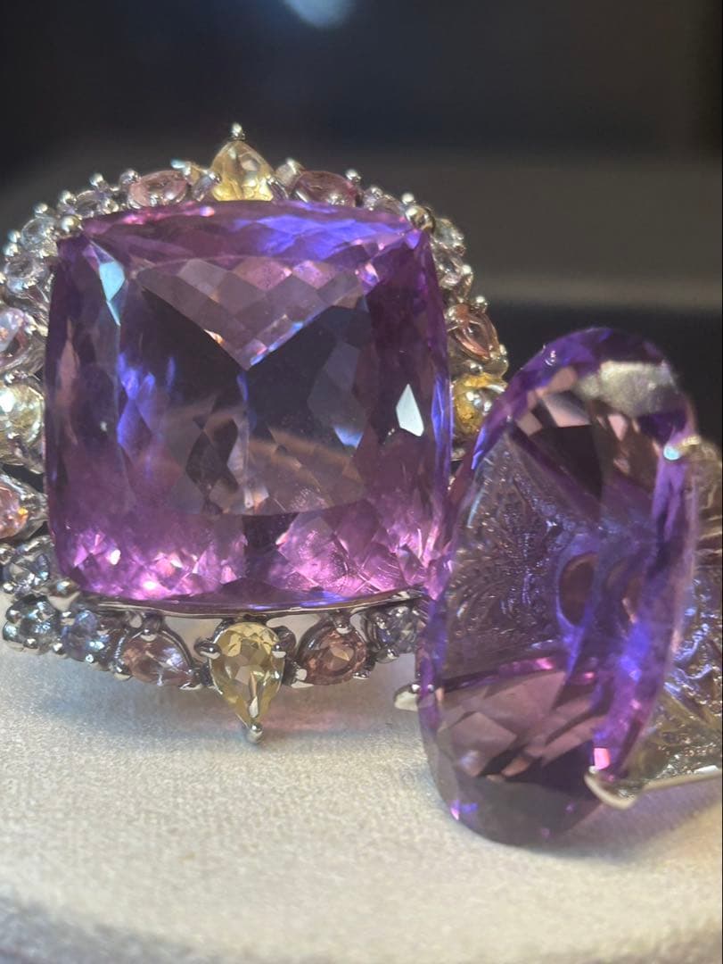 コ*ン様 天然石アメシスト特大リング13号限定サイズ