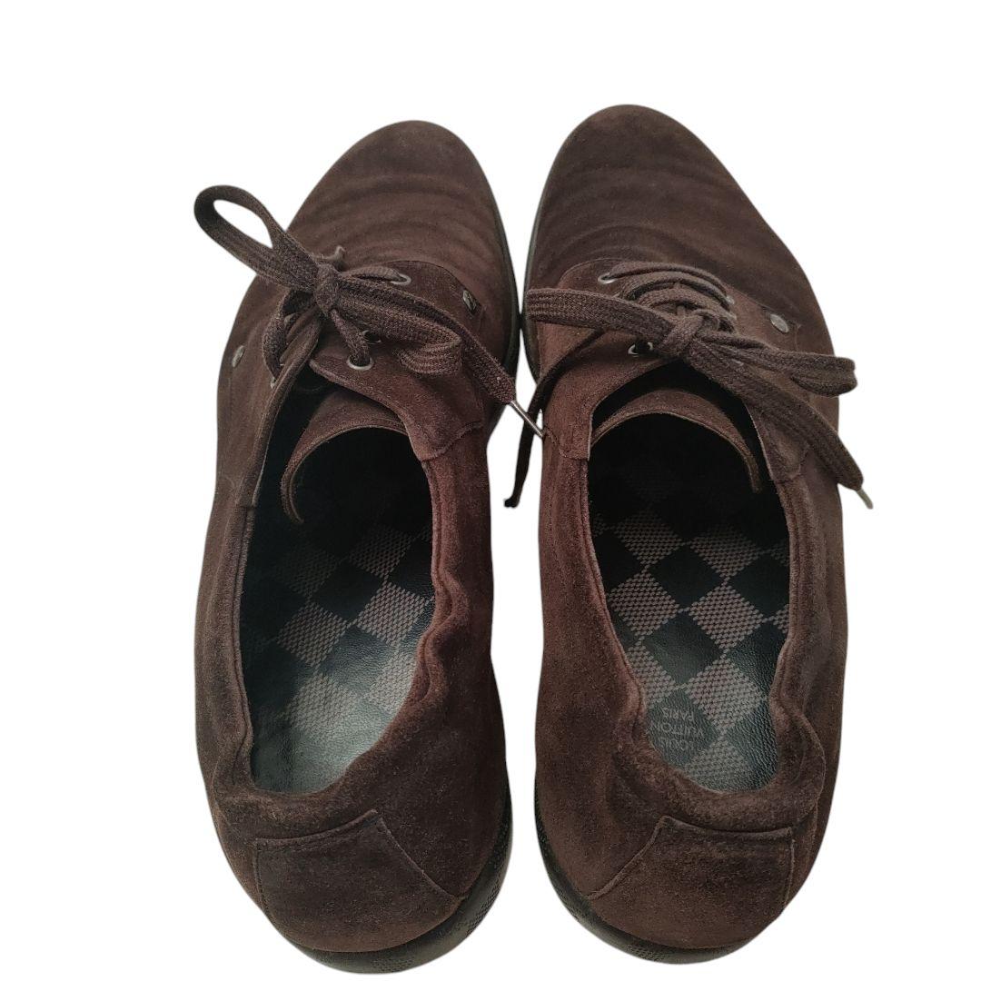 ルイヴィトン スウェードレザー シューズ 9.5ダミエ ダークブラウン メンズ