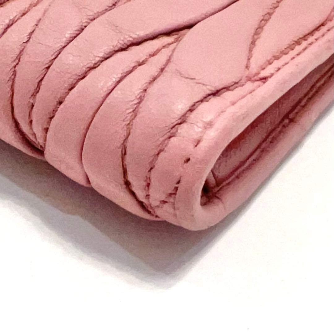 ミュウミュウ マテラッセ 折り財布 ビジュー クリスタル ゴールド金具 ピンク