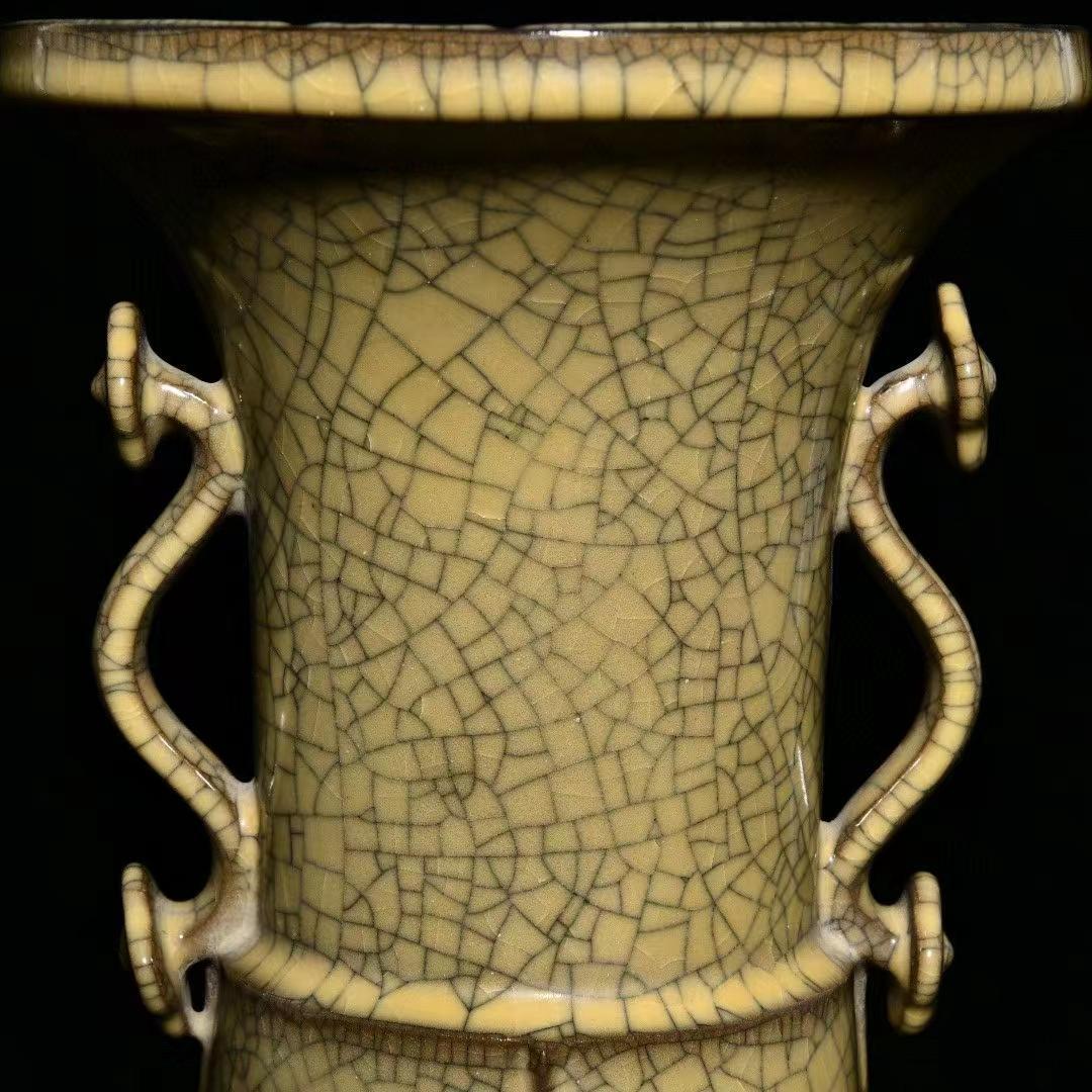 中国古美術・旧蔵陶磁器如意瓶・18x38cm・茶道具・案頭・置物・文房具