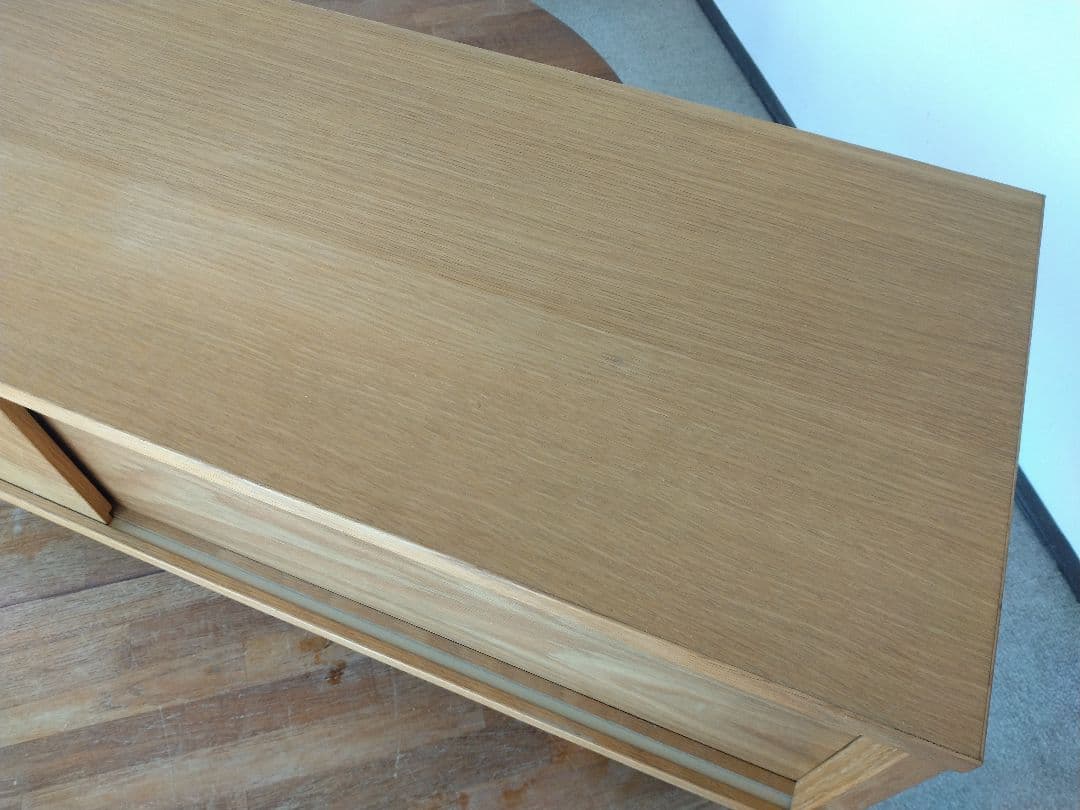 訳あり美品】MUJI無印良品 オーク材テレビ台110cm/引戸AVラックボード