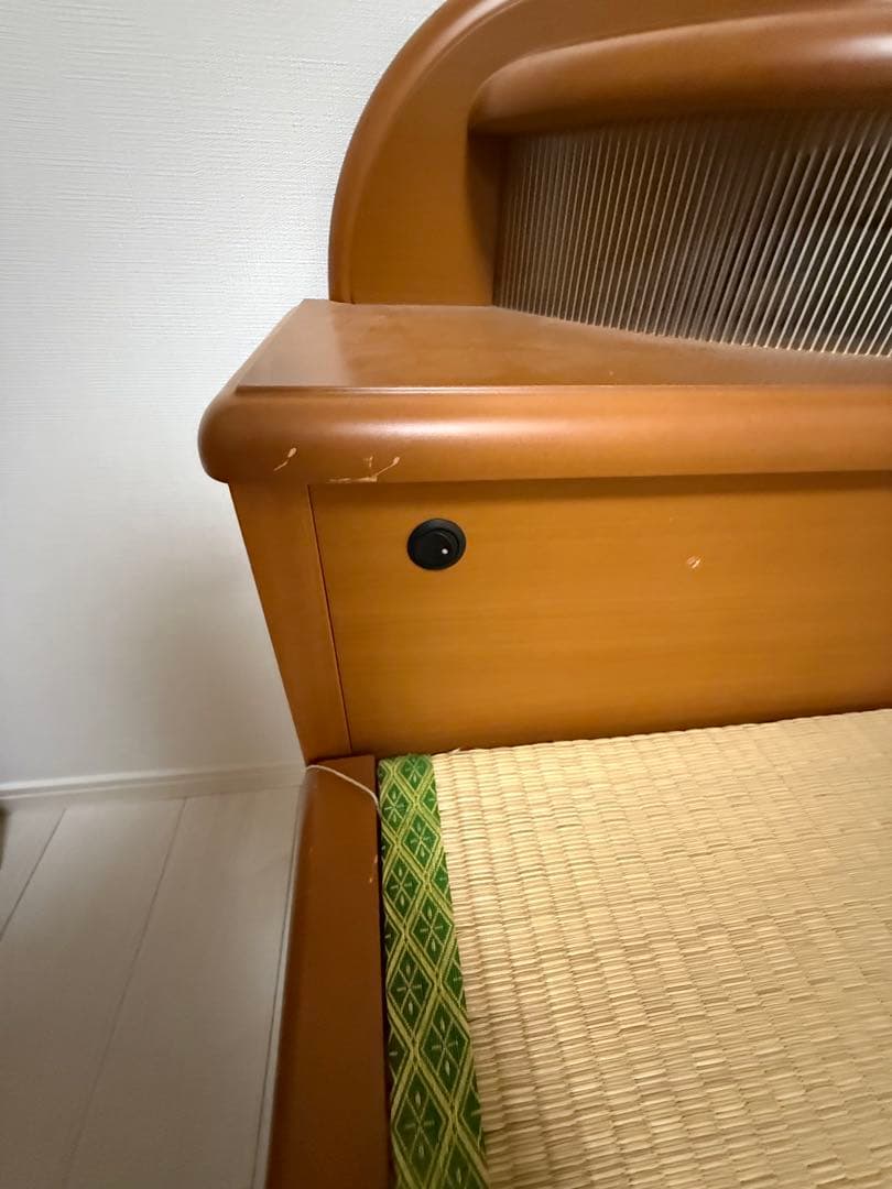 木製シングルベッド 引き出し付き 和風デザイン