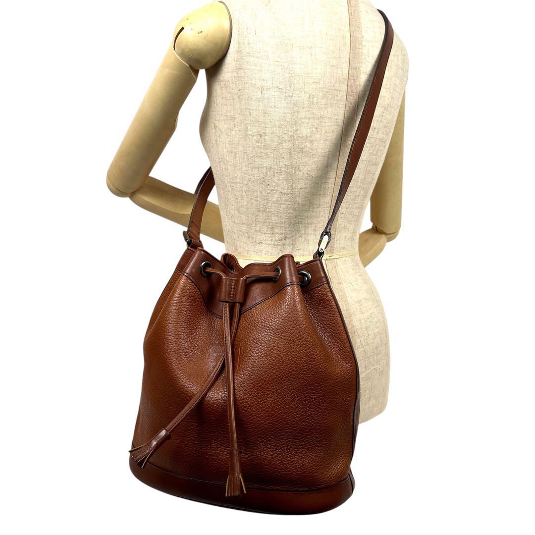 バーバリー　巾着ショルダーバッグ　ロゴ　ノバチェック　レザー　シャドーホース