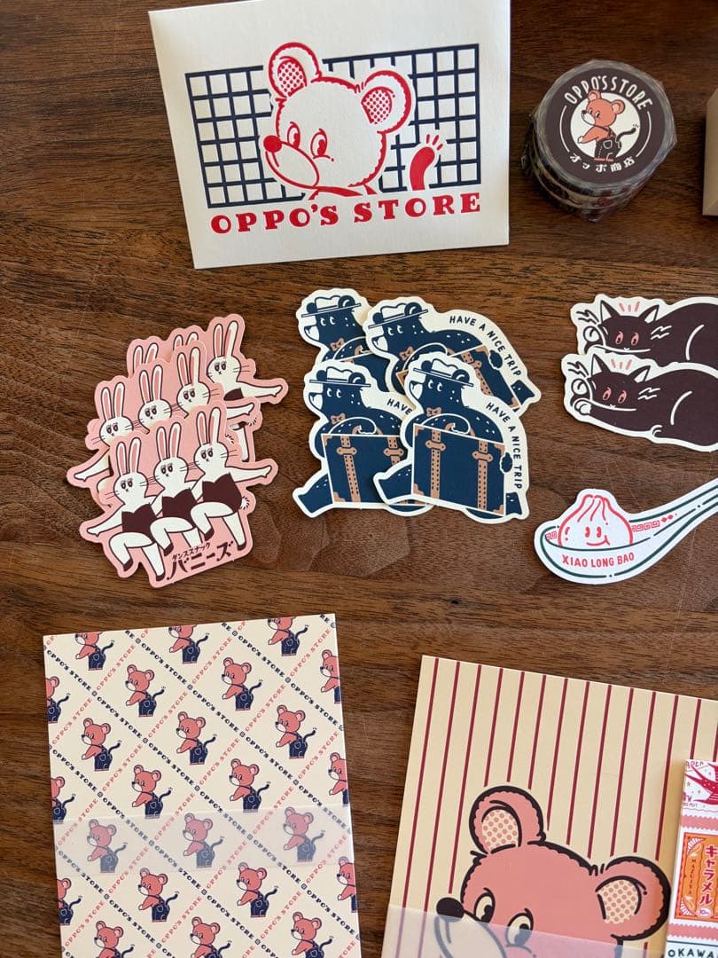 オビワン レトロ郵便 デザインペーパー ミニカード オッポ商店 貼り