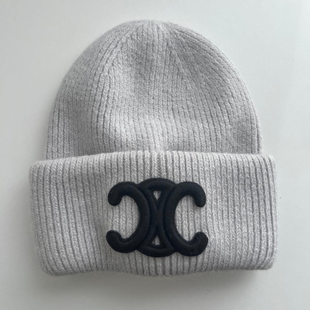 CELINE ロゴエンブロイダリーヘリテージカシミアニットキャップ CELINE