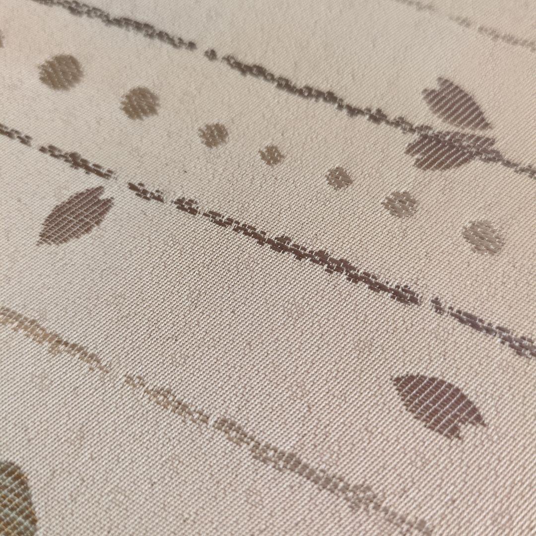 未使用 正絹袋帯 河瀬満織物 横段に花弁散らし 証紙アリ