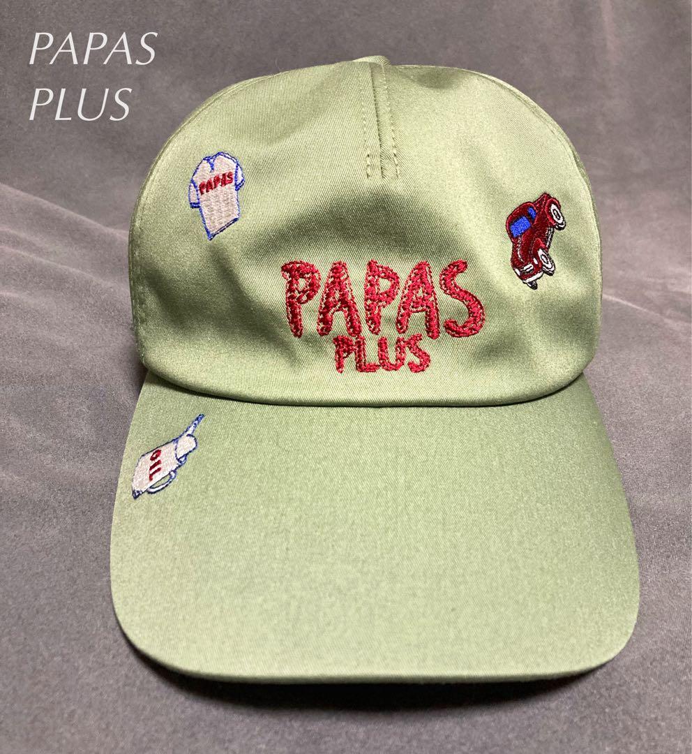 美品 未使用 PAPAS PLUS + パパス プラス刺繍 キャップ カーキ 2025年