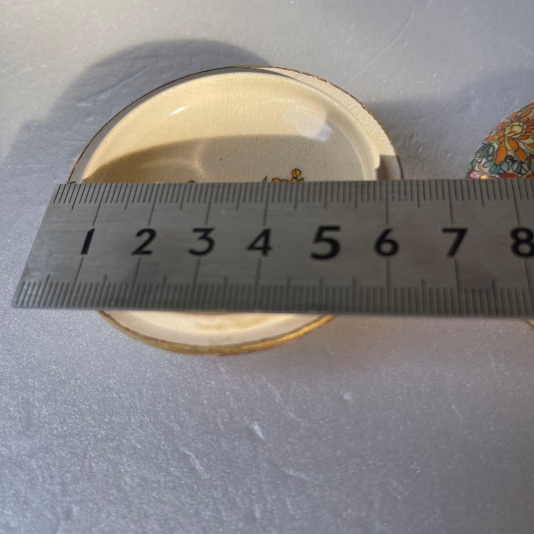 アンティーク　薩摩焼　香合　茶道具　色絵花詰