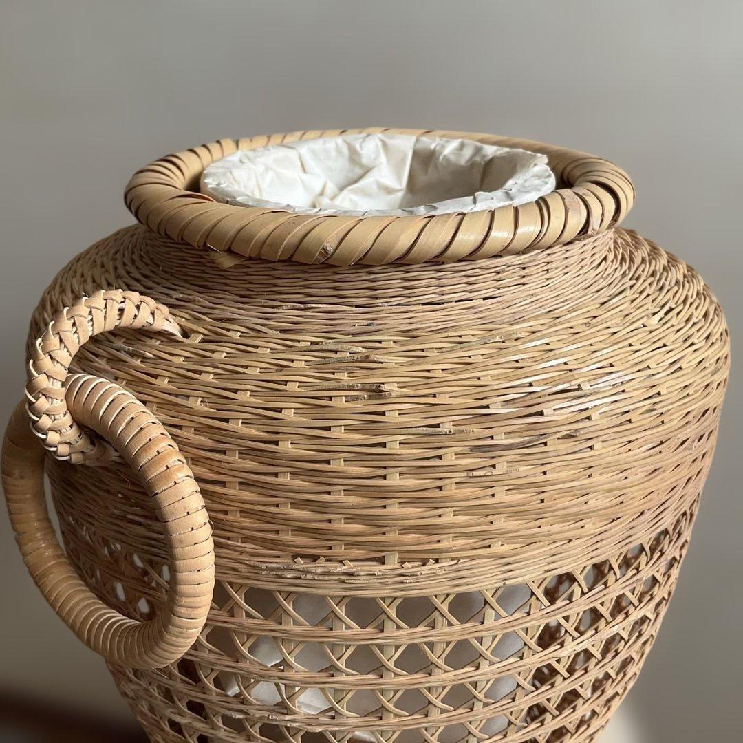 竹清作 花入耳付花籠竹籠 竹細工 細密編 茶道具 竹清