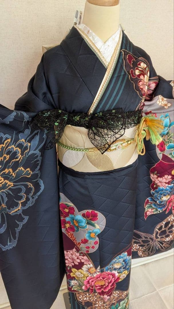 振袖フルセット 紺色 るなのあ 紺色 振袖フルセット るなのあ振袖