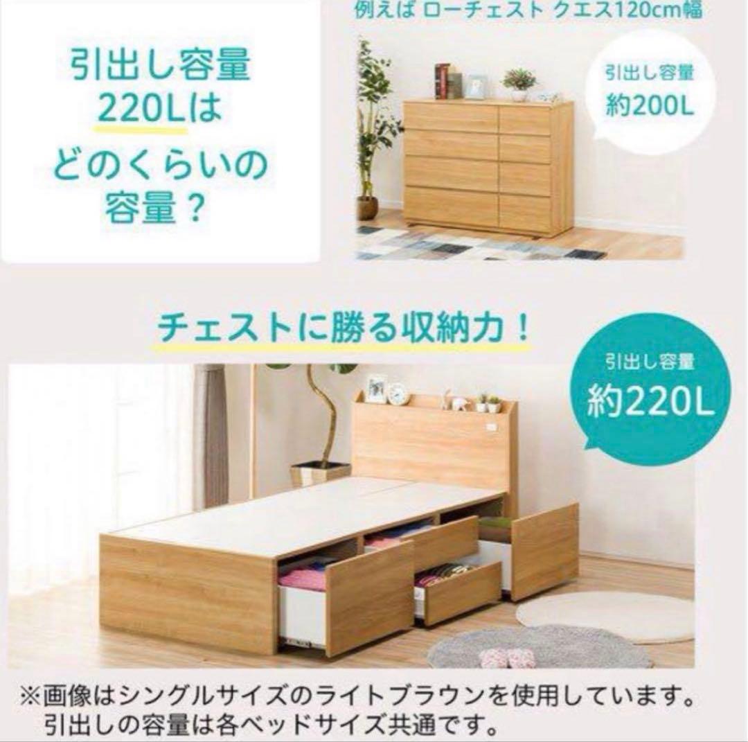 シングルベッド(ホワイト) 大容量収納・コンセント付き