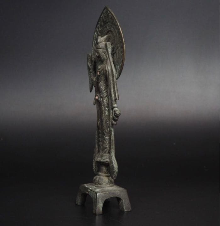 送料無料 東魏古銅如来立像 裏に文字あり 高さ20cm 中国古玩 仏教