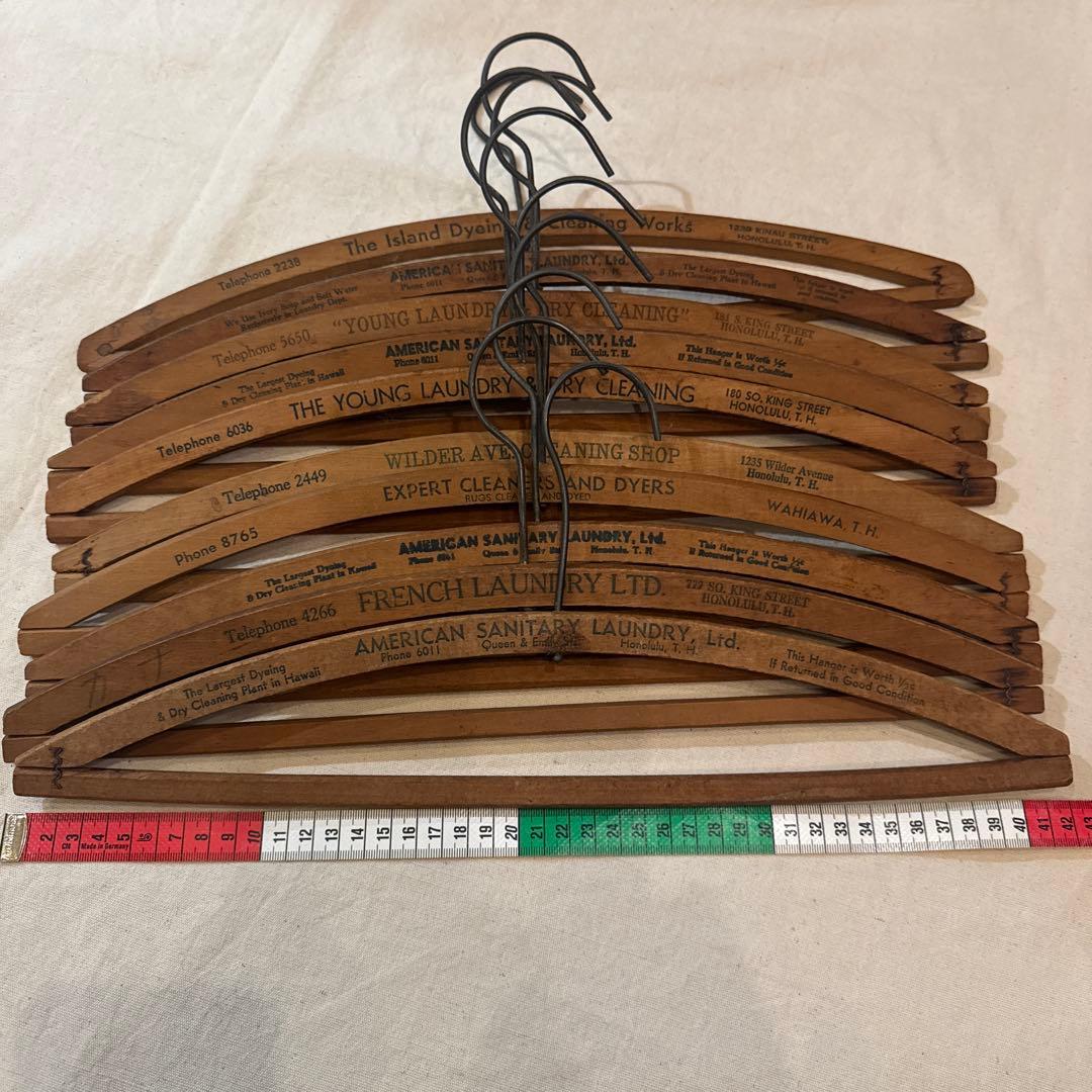 40s VINTAGE HANGER ヴィンテージハンガー バー付 字入 SET 40s