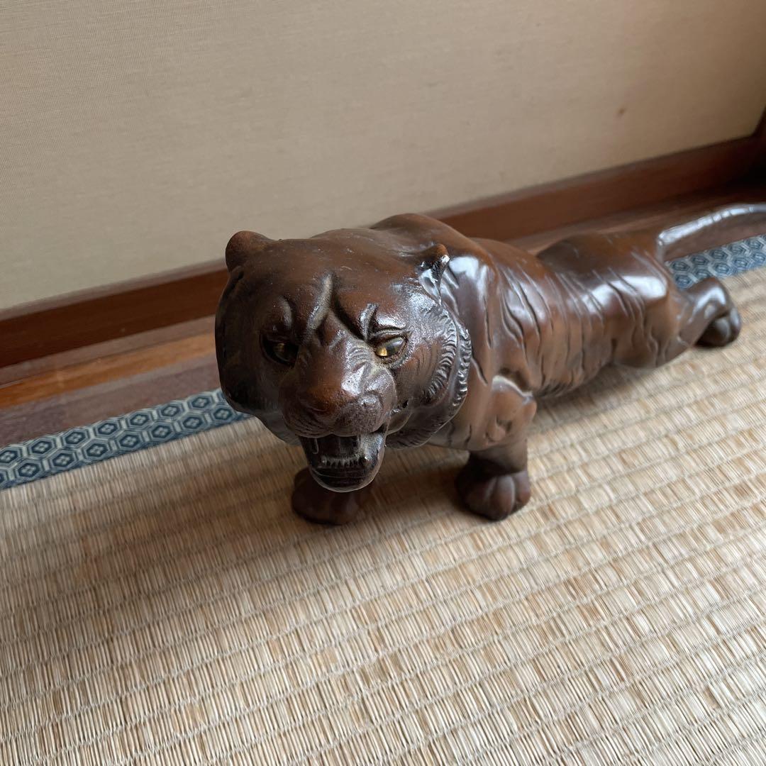 虎 ヒョウ 置き物 古美術