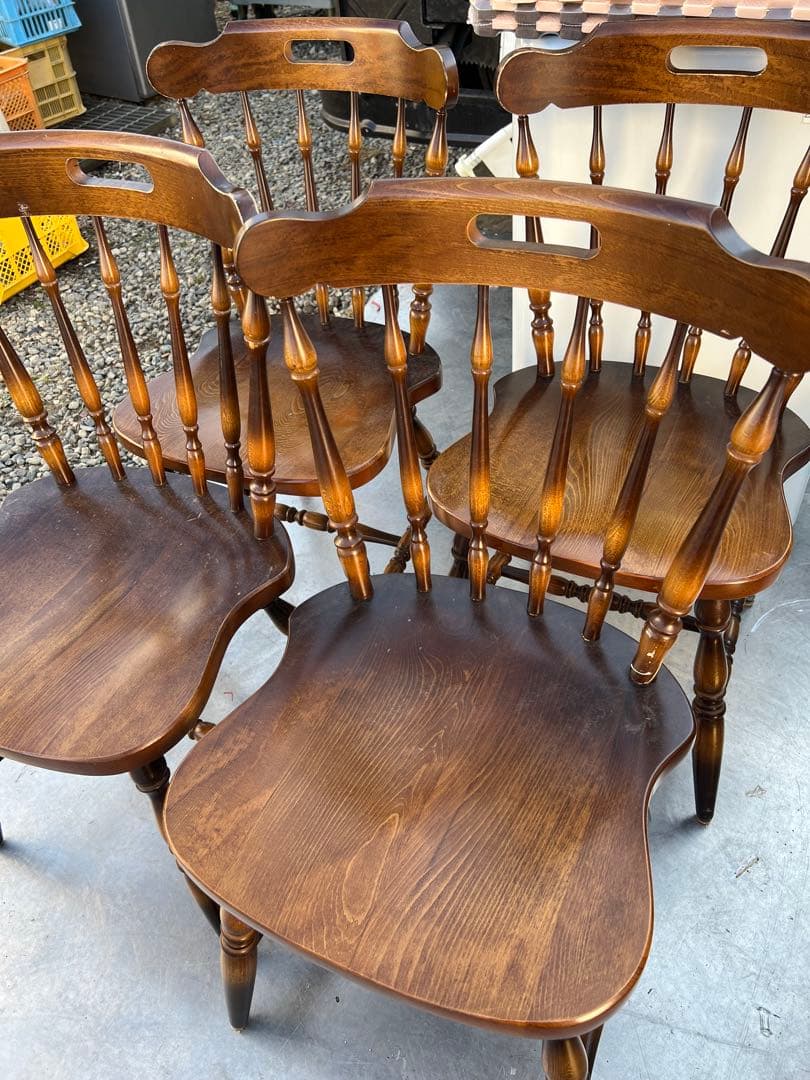 飛騨産業 ダイニングチェア 4脚セット ダークブラウン アンティーク調