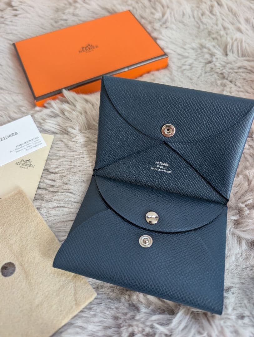 美品 エルメス カルヴィ デュオ エプソン ネイビー2024年製