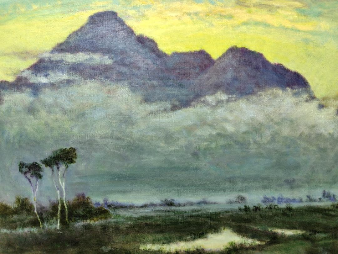 明ける尾瀬ヶ原」2004 F15 風景画 油絵 油彩画 アート 絵画