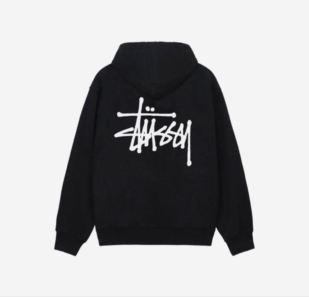 Stussy ブラック ジップアップパーカー L