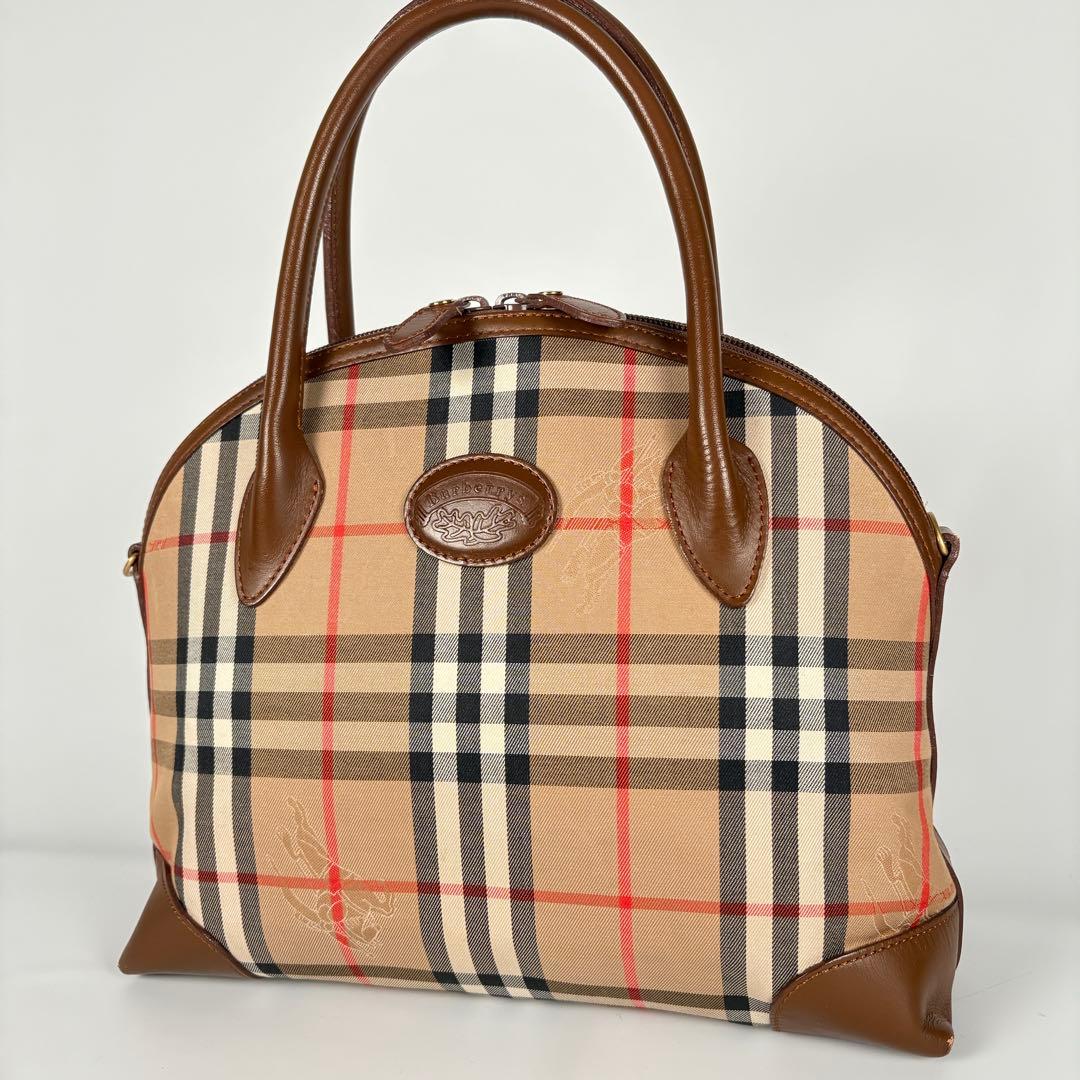 良品　希少　月桂樹　バーバリー　ハンドバッグ　ノバチェック