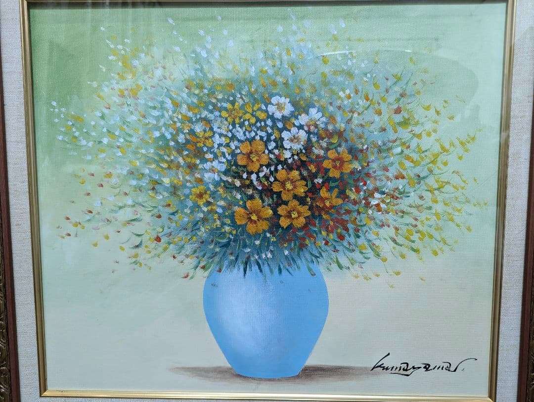 ☆桑山　茂☆「はな」油絵　10号　額縁セット