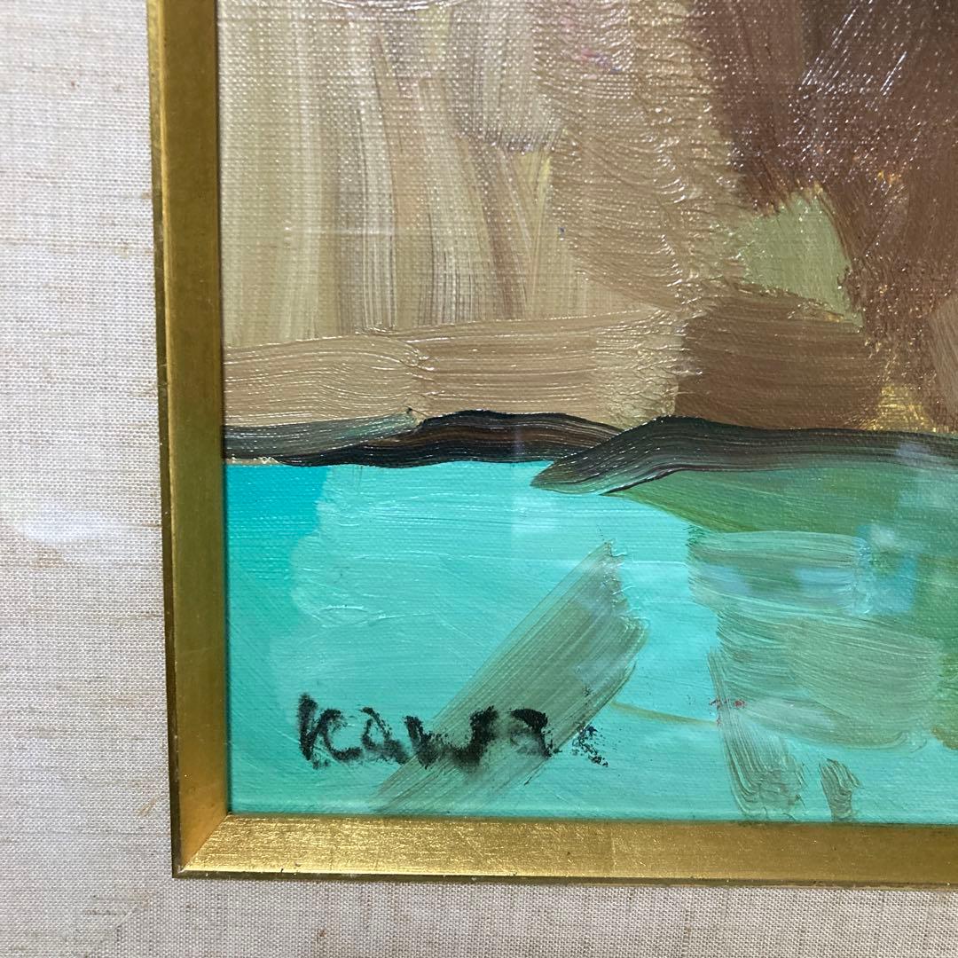 高島屋シール 河井達海 8号花瓶 薔薇 油彩画