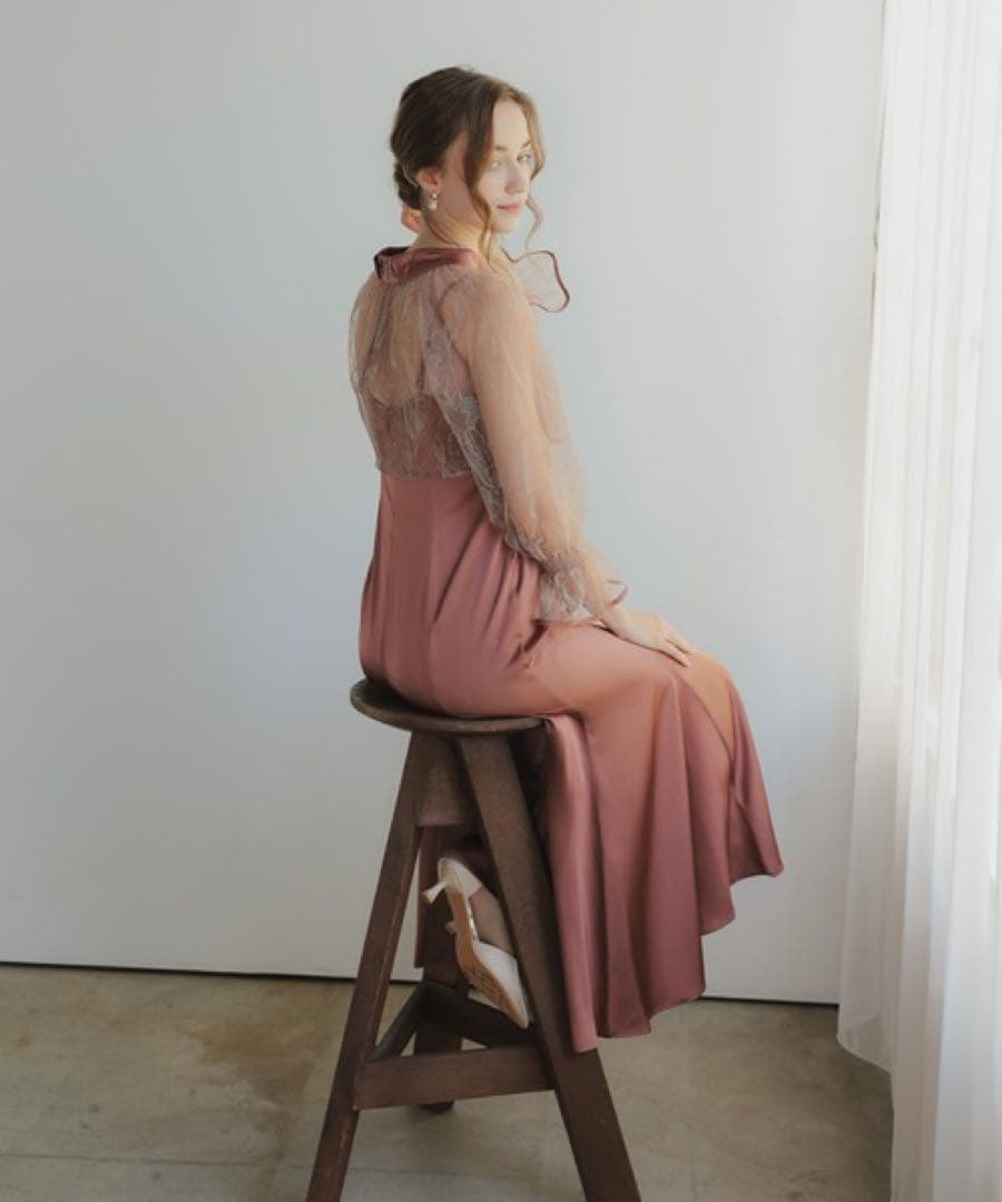 【美品】dorry doll ドリードール　リーフブラウスセットドレス　ピンク系