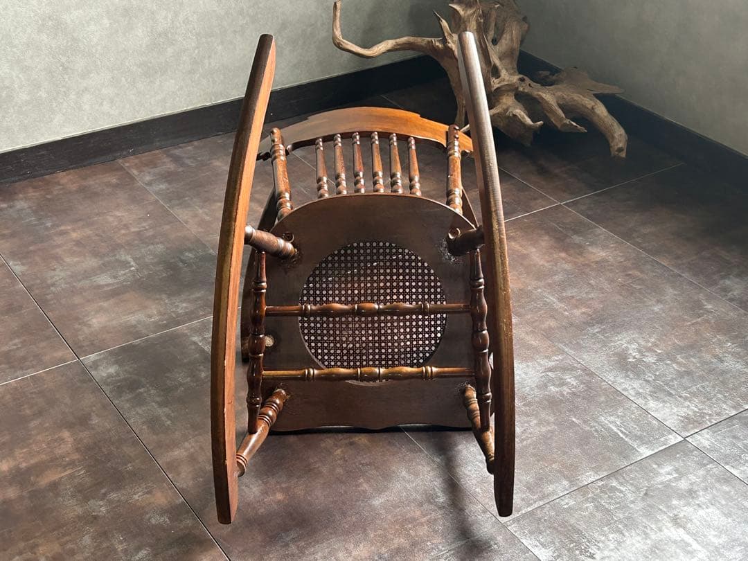 超希少ウルフロッキングチェア無垢材クラシックアジアン木彫りINR