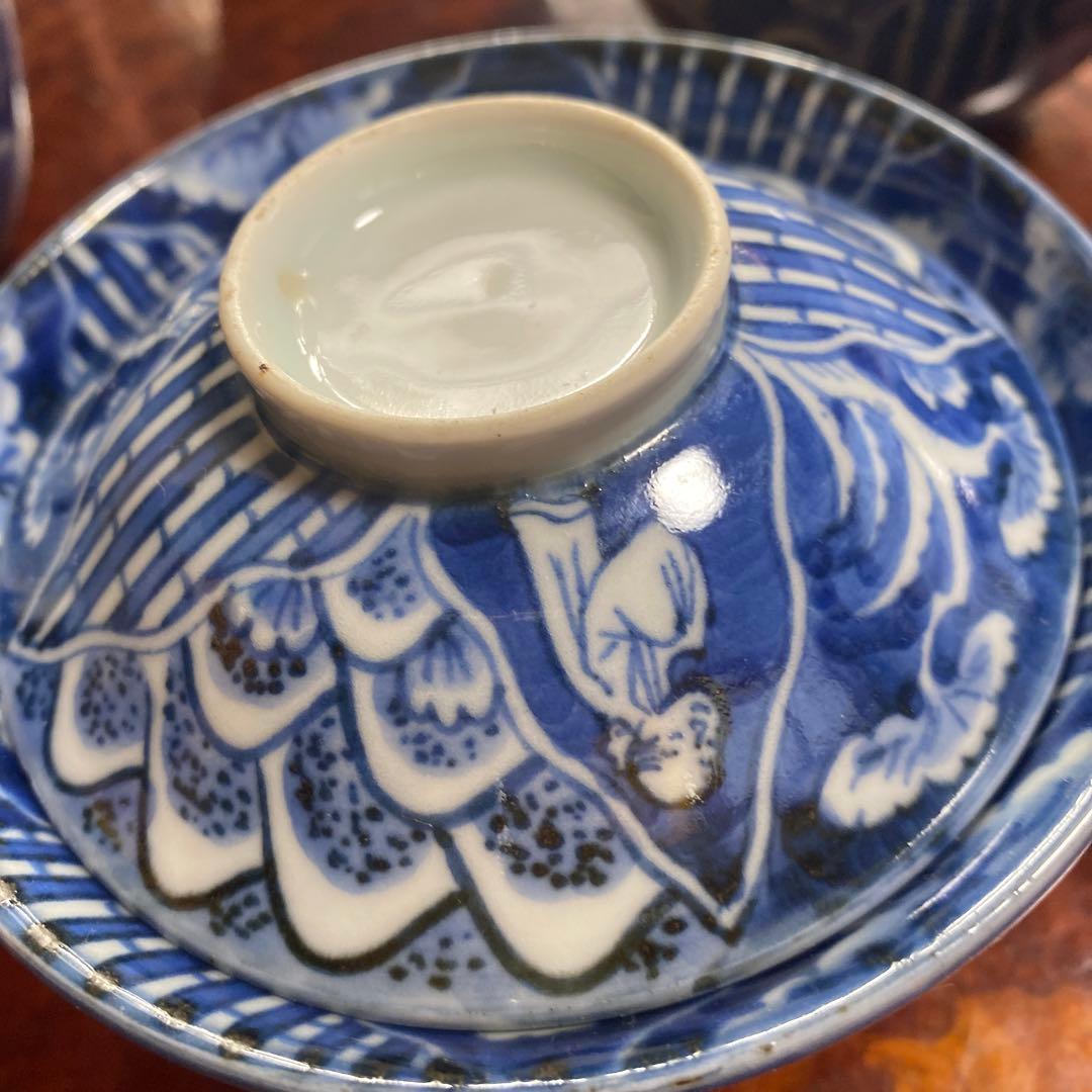 染付蓋付茶碗6客セット11cm8cm